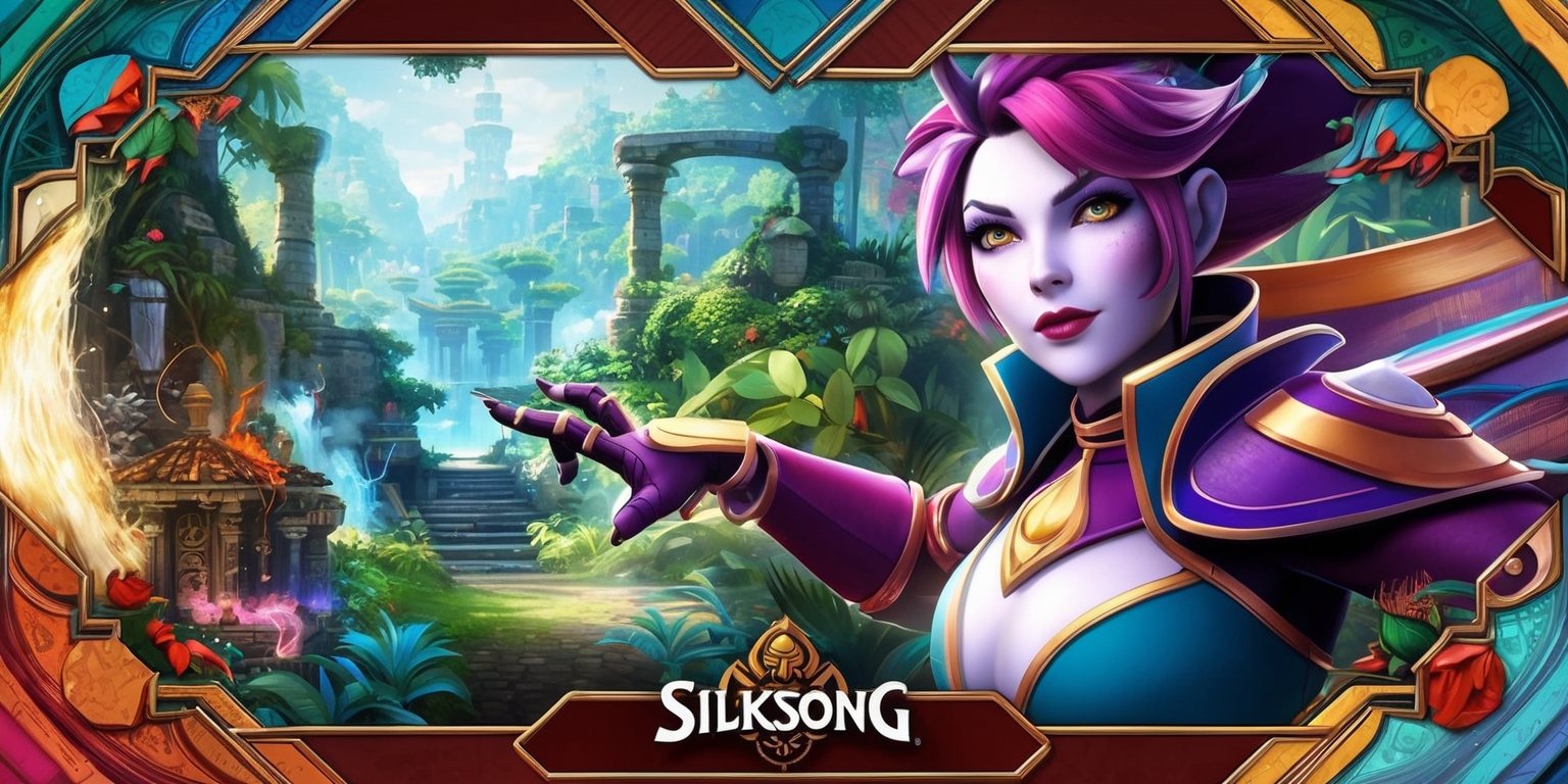 A vibrant and detailed scene from the Silksong game, featuring Hornet, the main character, with her striking facial features, pale skin, and distinctive hairstyle, set against a richly colored backdrop of lush forests, ancient ruins, and mystical landscapes, with intricate textures, patterns, and atmospheric lighting, showcasing the game's unique blend of exploration, combat, and puzzle-solving, with a mix of warm and cool colors, bold lines, and subtle gradients, and a dynamic composition that highlights Hornet's agility and determination, with the game's logo or title subtly integrated into the design, in a digital art style that combines traditional and modern elements, with a sense of depth, movement, and energy.